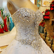 Luxury Ball Gown Fluffy Sweetheart Crystal Beading Diamond Wedding Dresses Real Photo Vestidos De Novia Custom Made WS68M
