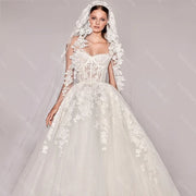 llusion A Line Elegant Appliques Wedding Dress Off Shoulder 2023 V Neck Bridal Gowns Floor-Length Custom Vestido De Noiva CC66S