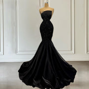 Elegant Black Evening Dresses Long Beading Sequin Wedding Guest Party Gowns Custom Made Vestidos De Noche