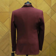 Men's Burgendy Sequin Suit (Jacket + Pants + Vest )