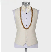 Mens white and gold beaded suit (Jacket + Pants + Vest)
