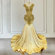 Luxury Gold Diamond Prom Dress 2024
