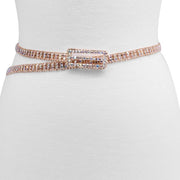 Front Rectangle Buckle with 2 Row Rhinestone Belt