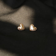 18K Gold Heart Zircon Earring