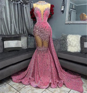Red Sequin Mermaid Prom Dress