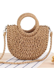 Top Handle Braided Straw Summer Beach Bag