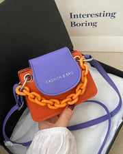 Colorblock Chain Strap Mini Square Shoulder Crossbody Bag