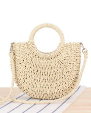 Top Handle Braided Straw Summer Beach Bag