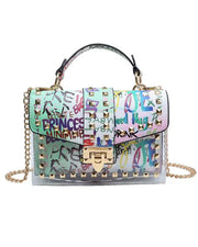 Studded Clear Satchel With Inner Bag