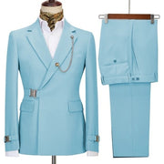 2 Pieces sky blue Men's Business Suits
