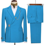 2 Pieces sky blue Men's Business Suits Beige