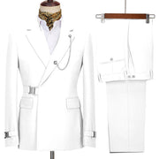 2 Pieces Men's Business Suits Regular Fit Notch Lapel Prom Tuxedos For Wedding (Blazer+Pants)