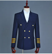 2022 New Business Men's Captain Suit Double Breasted Suit Evening Military Costume Performance Costume Photo Studio Dress Suit