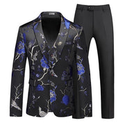 2023 Fashion New Men's Leisure Boutique Business Banquet Hollow Print Dress Blazers Jacket Pants Vest Coat Trousers 3 Pcs Set