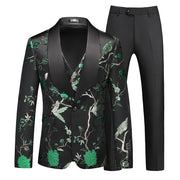 2023 Fashion New Men's Leisure Boutique Business Banquet Hollow Print Dress Blazers Jacket Pants Vest Coat Trousers 3 Pcs Set