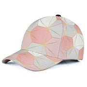 Sports Snapback Hat, Graphic Pink & White Geometric Style Sports Cap /