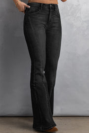 High Waist Flare Jeans with Pockets