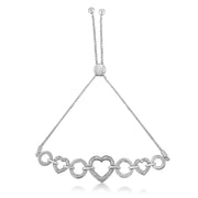 Sterling Silver 1/10ct TDW Diamond Heart-Link Bolo