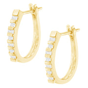 10K Yellow Gold 1/4ct TDW Diamond Hoop Earrings