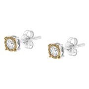 Two Toned Sterling-Silver 3/8ct TDW Diamond Stud