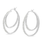 Sterling-Silver 1/2ct TDW Diamond Hoop Earrings