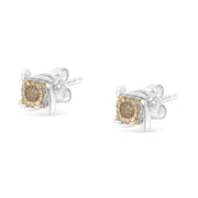 Two-Toned Sterling-Silver 1/10ct TDW Diamond Stud