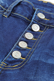Dark Blue High Waisted Buttons Jeans