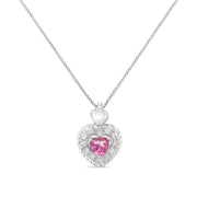 Sterling Silver 1/3ct TDW Pink Sapphire Heart and