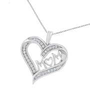 Sterling-Silver 1/4ct TDW Diamond Engraved Mom in
