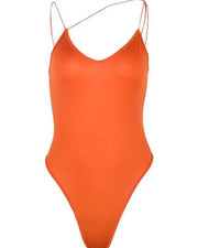 Solid Spaghetti Strap Fitted Bodysuit