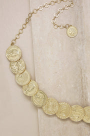 Roman Coin Statement Belt in Gold