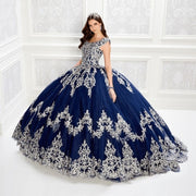Gorgeous Navy Blue Quinceanera Dresses 2021 Princess Ball Gown Scoop Neck Lace Sequins Party Sweet 15 Dress For Pageant Girls