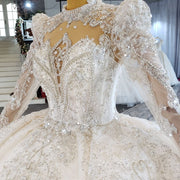 HTL2223 princess wedding dress dubai luxury lace long sleeve wedding dress plus size long train vestido de novia con mangas