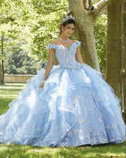 Light Blue Sweet 16 Quinceanera Dress 2022 Off Shoulder Appliques Sequins Flowers Princess Party Gown Vestidos De 15 Años