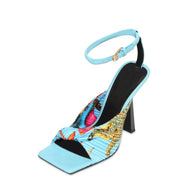 Woman Fashion Summer Sandals Sexy Open Toe  Sandals Party Shoes Catwalk Strange Thin Heels  T-Strap Colorful Graffiti Heels 43