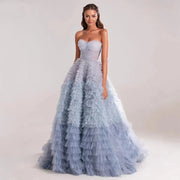 J602 Elegant A-Line Tiered Tulle Floor-Length Women Wedding Dresses Bridal Engagement Party Prom Gowns Wear Free Shipping