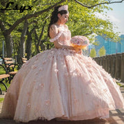 Beading Princess Dresses For Quinceanera 2022 Flowers Squined Ball Gown Sweet 16 Dresses Gala Vestido De 15 Anos