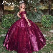 LSYX Off The Shoulder Sequins Dresses Gala Princess Ball Gown Shining Quinceanera Dresses Vestido De 15 Anos Sweet 16