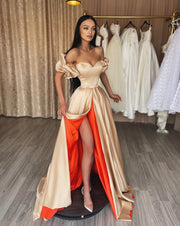 Long Elegan Evening Dresses 2023 For Women Formal Gowns Robe de soirée With Cap Sleeves And High Slit