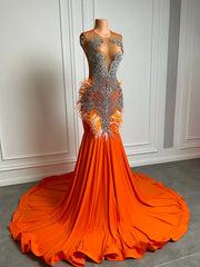 Orange Mermaid Prom Dress 2024