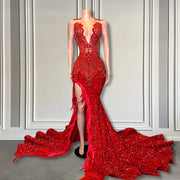 Diamond Red Mermaid Prom Dress 2024