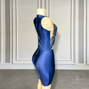 Navy Blue Spandex Short Dress 2024