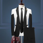 New Business Casual Men's Color Contrast Suit Middle-aged British Dress Is Decorated Body Two-piece Set Suits for Men Terno