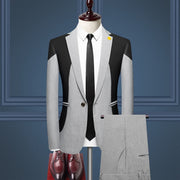 New Business Casual Men's Color Contrast Suit Middle-aged British Dress Is Decorated Body Two-piece Set Suits for Men Terno