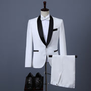 New Men's Suit Two-piece Version Slim White Professional Groomsman Groom Dress Send Bow Tie Suit Men's Clothing Homme