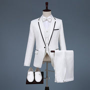 New Men's Suit Two-piece Version Slim White Professional Groomsman Groom Dress Send Bow Tie Suit Men's Clothing Homme