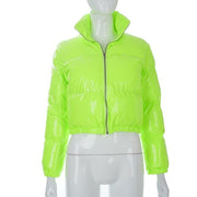 Women's Winter Puffer Down Jacket Ultra Short Glossy Fashion Coat with