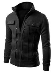 Fashion Solid Zipper Mens Winter Coats