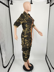 Plus Size Autumn Fashion Camouflage Print Jumpsuits