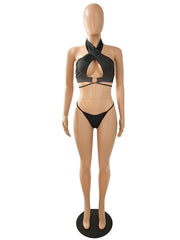 Seductive Solid Swimming Two Pieces Bikini Set